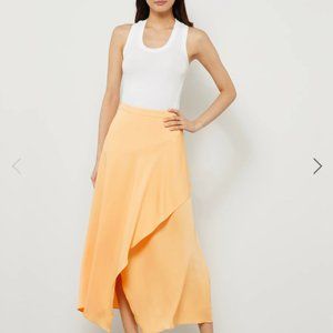 NWOT BCBG MAXAZRIA ASYMMETRICAL WRAP SKIRT - Size S - Peach / Orange